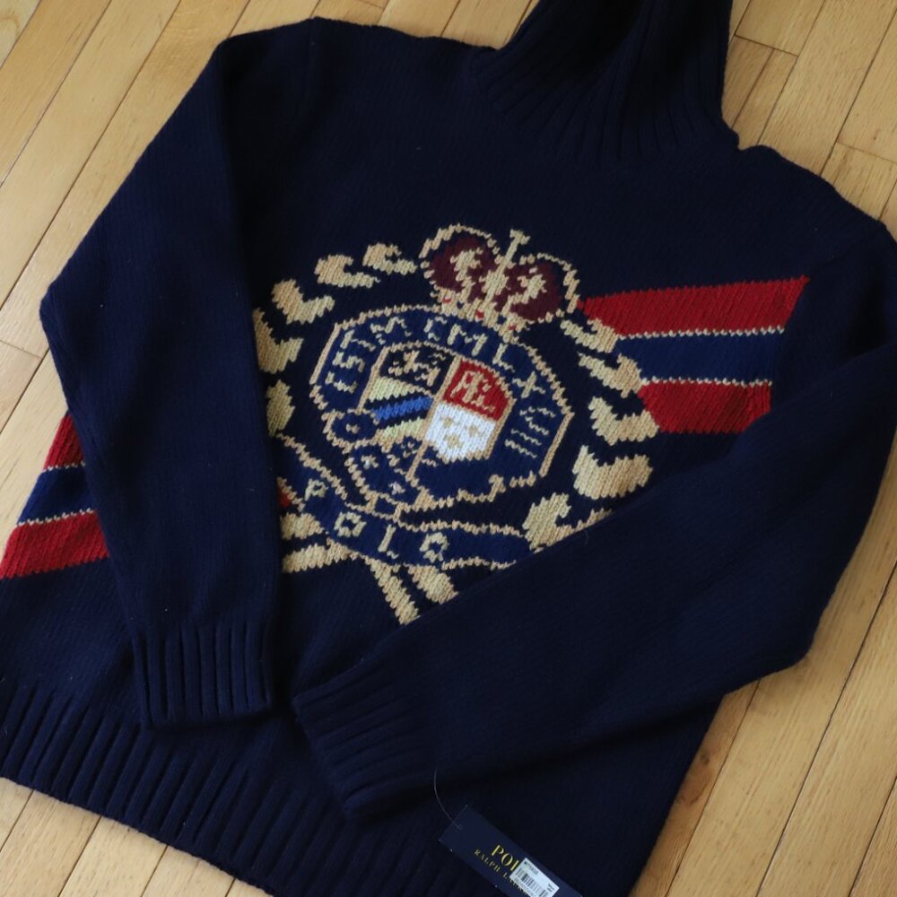 NWT Polo Ralph Lauren Crest Wool Turtleneck Knit Sweater size XL
